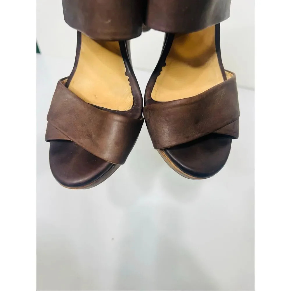 Coclico Women's LEather Limin Platform Sandal Sz 37 Heel 4.5